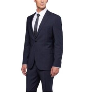 HUGO BOSS Super 100 Virgin Wool 2 Button Dark Navy Blazer Sport Coat US 42S